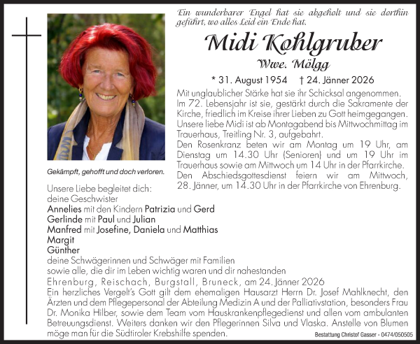Traueranzeige von Midi Mölgg von Dolomiten
