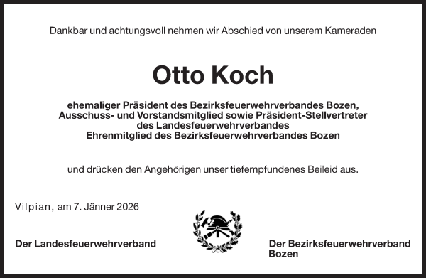 Traueranzeige von Otto Koch von Dolomiten