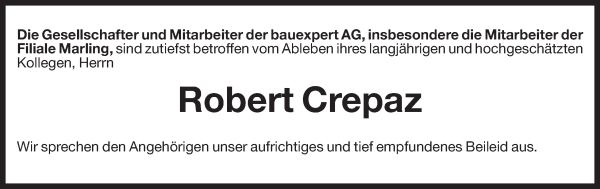 Traueranzeige von Robert Crepaz von Dolomiten