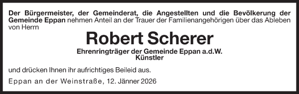 Traueranzeige von Robert Scherer von Dolomiten