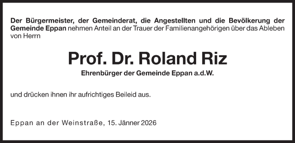 Traueranzeige von Roland Riz von Dolomiten
