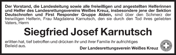 Traueranzeige von Siegfried Karnutsch von Dolomiten