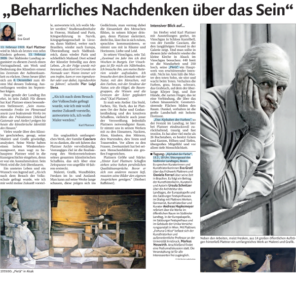 Traueranzeige von Karl Plattner von Dolomiten