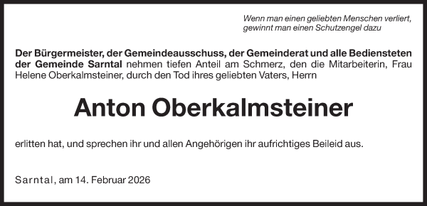 Traueranzeige von Anton Oberkalmsteiner von Dolomiten