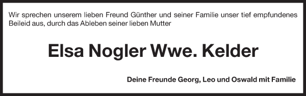 Traueranzeige von Elsa Kelder von Dolomiten