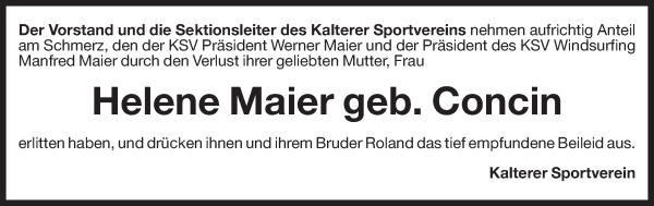 Traueranzeige von Helene Maier von Dolomiten