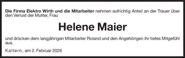 Traueranzeige von Helene Maier von Dolomiten