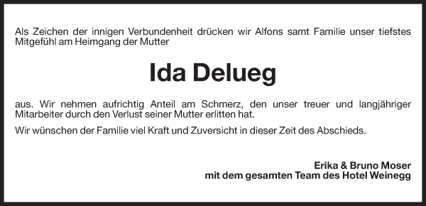 Traueranzeige von Ida Delueg von Dolomiten