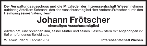 Traueranzeige von Johann Frötscher von Dolomiten