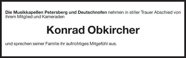 Traueranzeige von Konrad Obkircher von Dolomiten
