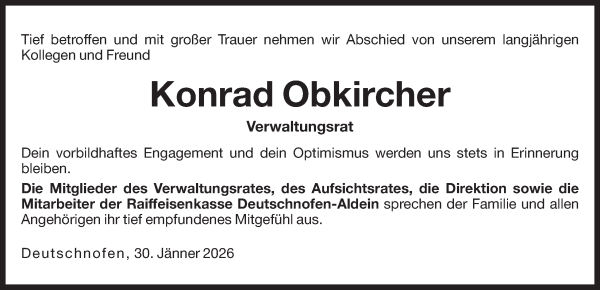 Traueranzeige von Konrad Obkircher von Dolomiten