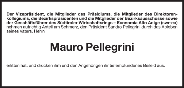 Traueranzeige von Mauro Pellegrini von Dolomiten