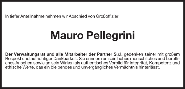 Traueranzeige von Mauro Pellegrini von Dolomiten