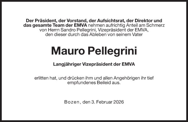 Traueranzeige von Mauro Pellegrini von Dolomiten