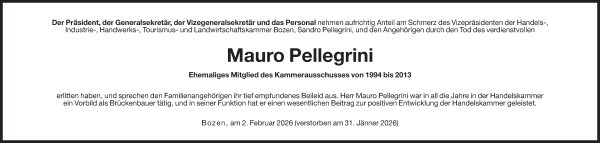 Traueranzeige von Mauro Pellegrini von Dolomiten