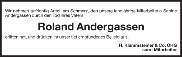 Traueranzeige von Roland Andergassen von Dolomiten