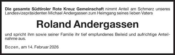 Traueranzeige von Roland Andergassen von Dolomiten