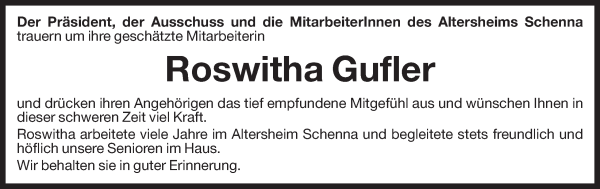 Traueranzeige von Roswitha Gufler von Dolomiten