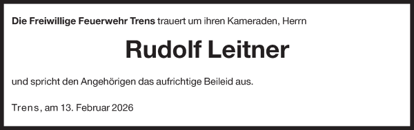 Traueranzeige von Rudolf Leitner von Dolomiten